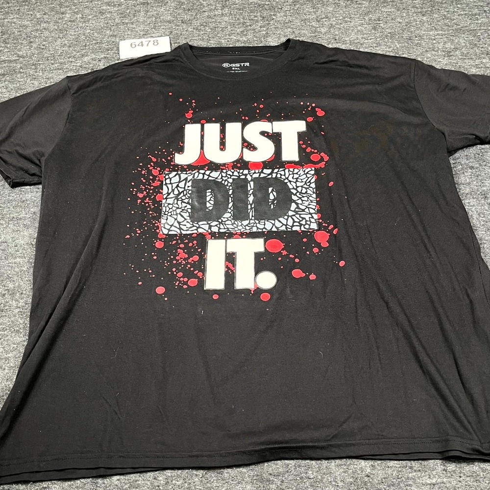 RGSTR T Shirt Mens 5XL Black Just Did It Graphic Print Crew Neck Casual Outdoor